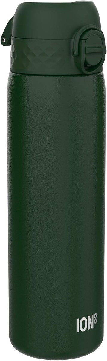 Thijox - Lichtgewicht Stalen Kinderwaterfles 400 ml, Lekvrij, Makkelijk te Openen met Flipdop, Duurzaam en Vaatwasserbestendig, Donkergroen, Perfect v