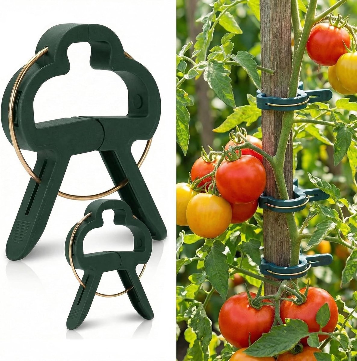 100 stuks herbruikbare plantenclips voor tomaten, komkommers en klimrozen - 2 maten voor optimale ondersteuning van tuinplanten, ideaal voor kleine en grote scheuten