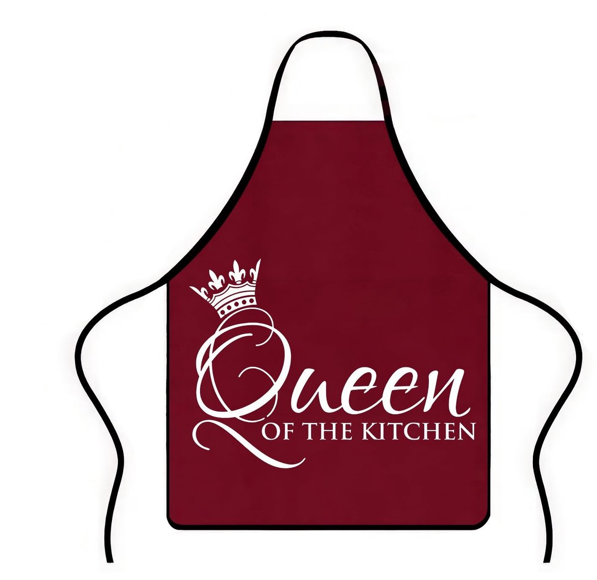 Dailygoods- Kookschort waterdicht - Verstelbare nekriem - 73 x 60 cm - Hoogwaardige polyestervezel - Cadeau voor vrouw/moeder - Motief "Queen of the Kitchen - Keukenschort