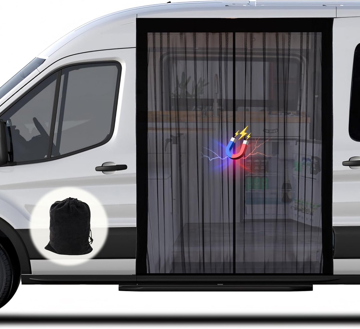 Dailygoods- Insectenscherm met magnetisme - Muggennet voor auto - Schuifdeur vliegengaas - Achterklep muggennet - 180 x 100 cm - Sterk anti-muggeneffect - Muggengaas