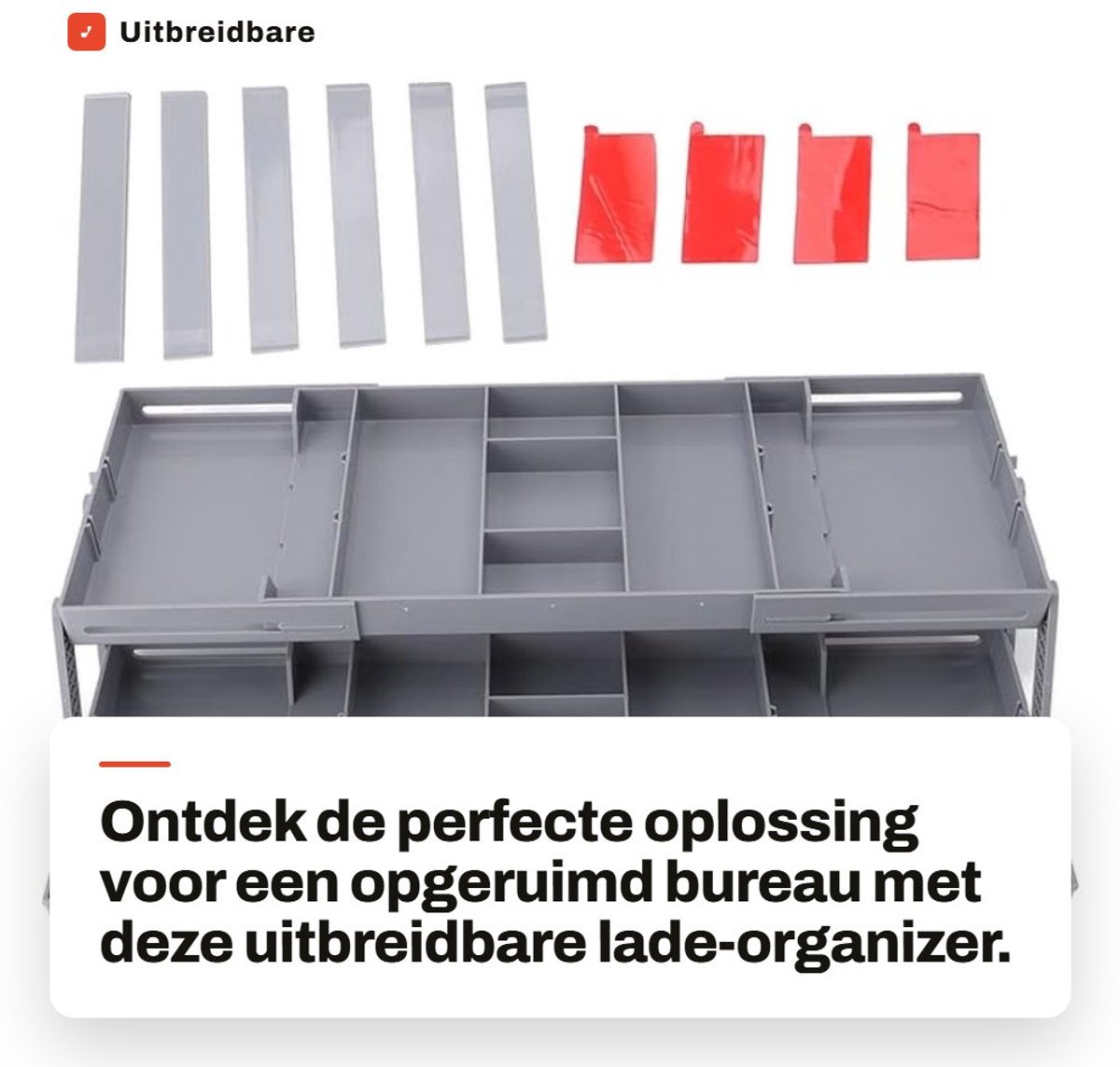 Dailygoods- Lade-organizer Uitbreidbaar - Opvouwbare Bureau-organizer - Make-up Opbergvak - Tafelorganizer voor Sieraden - Kunststof - 11 Stuks - Opbergdoos