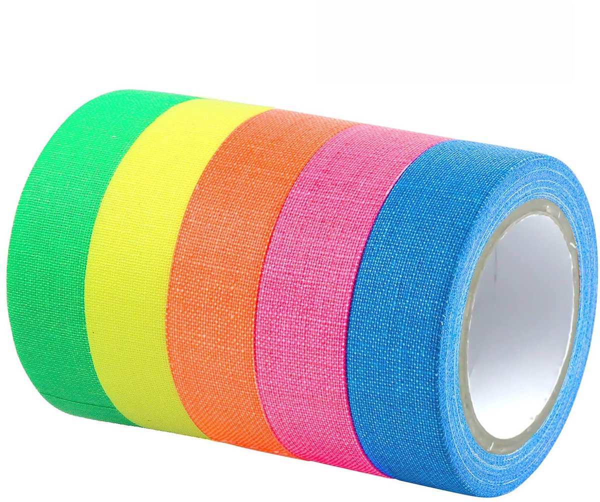 Dailygoods- Neon Tape UV-Blacklight Reactieve - Fluorescerende Tape - Decoratie - Feestartikelen - Lichtfeesten - 12,7 mm x 5 m per Rol