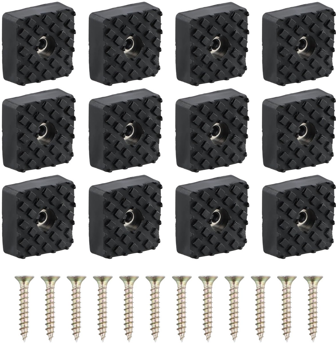 Dailygoods- Rubberen Voetjes - 12 Stuks - Schroefbaar - Antislip - Meubelglijders - Hoogwaardig PVC - 30 x 30 x 10 mm