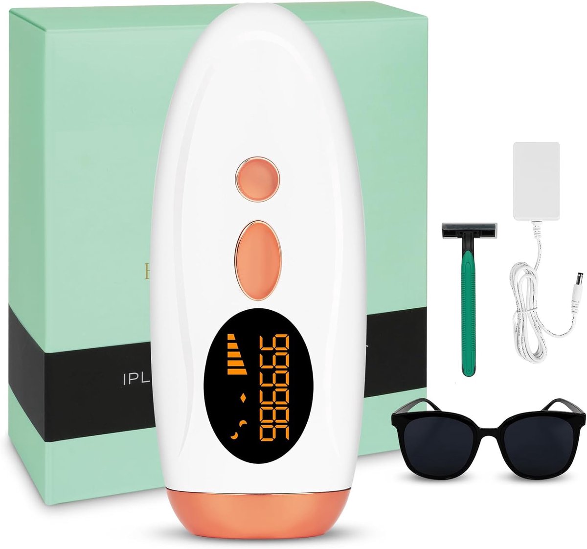 Thijox - IPL-ontharingslaserapparaat voor vrouwen en mannen, 999990 lichtpulsen, 5 energieniveaus, golflengte 570-1100 nm, geschikt voor gezicht, biki