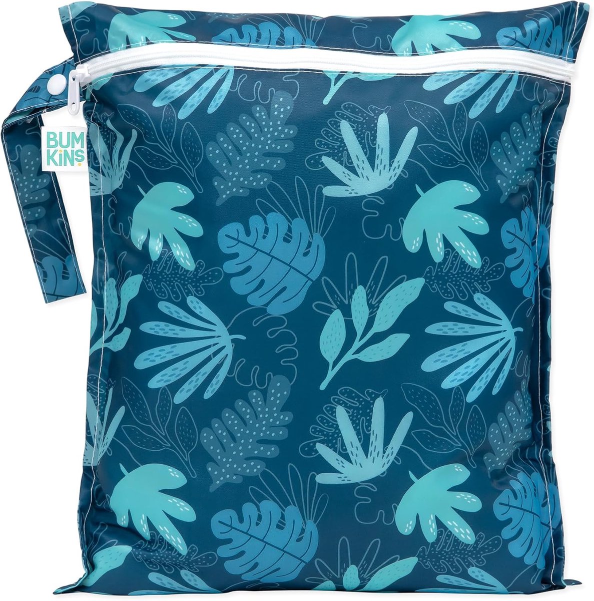 Thijox - Wasbare Wetbag 30x35 cm - Herbruikbare Tas voor Reizen, Strand, Zwembad, Luiers, Natte Kleding, Blauw Tropisch, Waterdicht, Eco-vriendelijk