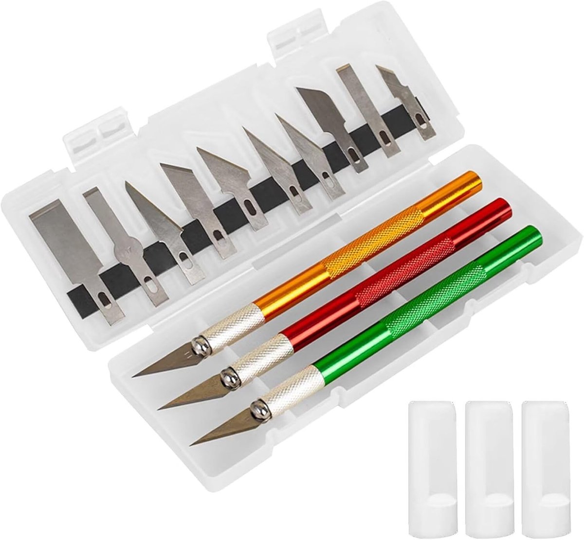 SnelShoppen - Craft Knife Set - Precisie Snijmes Set met 3 Handvatten, 10 Rvs Vervangbladen, Aluminium Knives voor Creatief Knutselen, Scrapbooking, P
