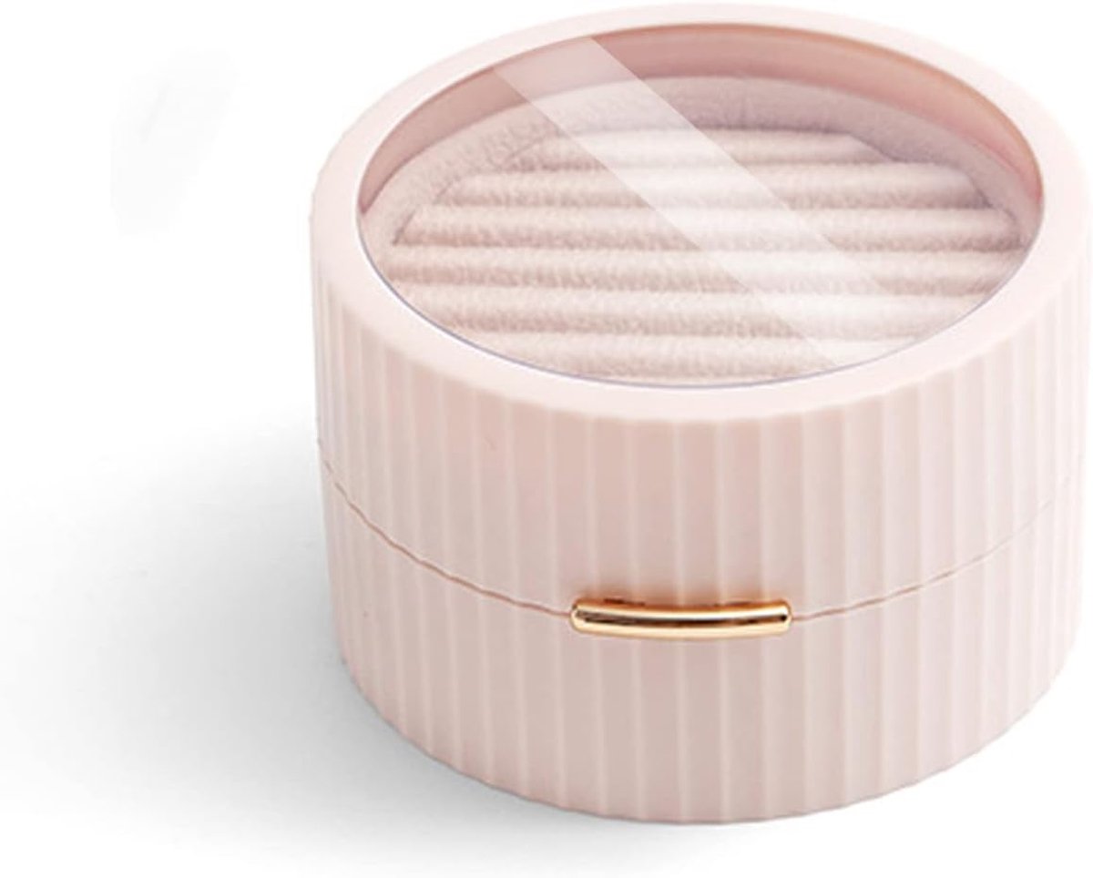 SnelShoppen - Portable Kleine Sieraden Organizer voor Ringen Oorbellen Kettingen - Roze - Duurzaam ABS Materiaal - Ideaal voor Reizen en Verjaardagen