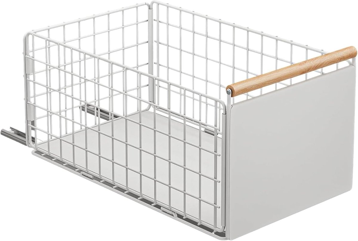 Thijox - Uittrekbare lade voor de keuken, telescopische lade-organizer met laderails en houten handvat, metalen uittrekbare lade zonder boren (40L x 2