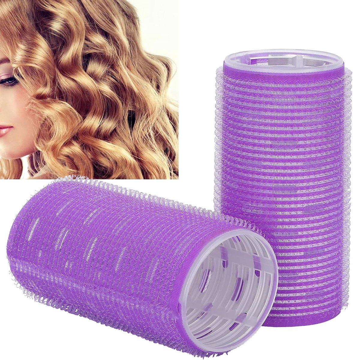 SnelShoppen - Haarrollers 2 Stuks - Zelfklevende Bunny Curlers voor Natuurlijke Krullen - Jumbo 10cm - Ideaal voor Slaap en Makeup - Perfecte Curls vo