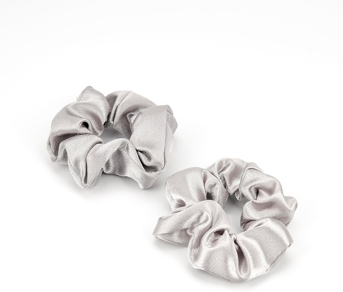 SnelShoppen - Pack van 2 Haarbanden voor Vrouwen - Zachte Elastische Satin Ponytail Houder - Geschikt voor Lang, Fijn, Dik en Krullend Haar - Grijs -