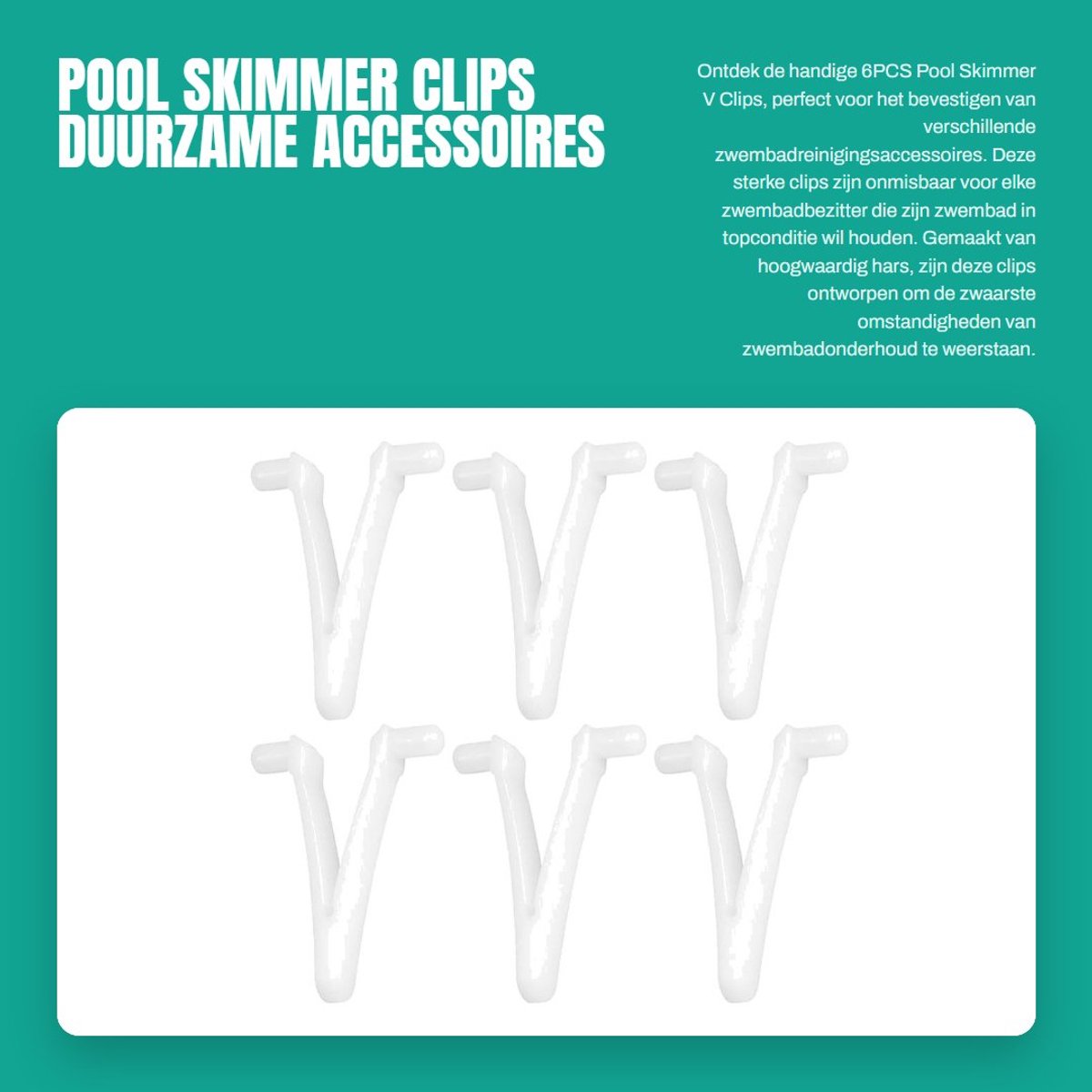 Inovra- Butterfly Clip - 6 Stuks - V Clips - Accessoire voor Skimmer - Vervangingsonderdeel - Duurzaam - 5.3 x 4 cm - Pool Clips