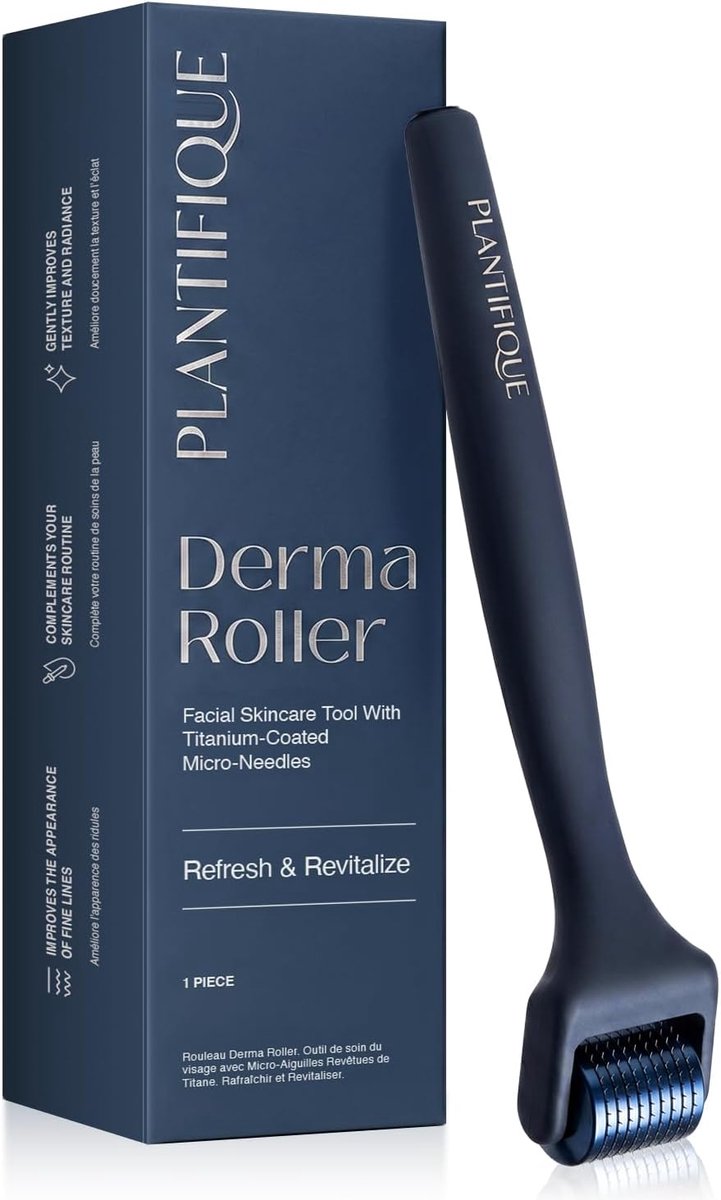 Thijox - Dermaroller 0,25 mm - Microneedling Roller voor Gezicht, Baard & Hoofdhuid - Titanium Naaldroller met 540 Naalden - Derma Roller met Opbergca