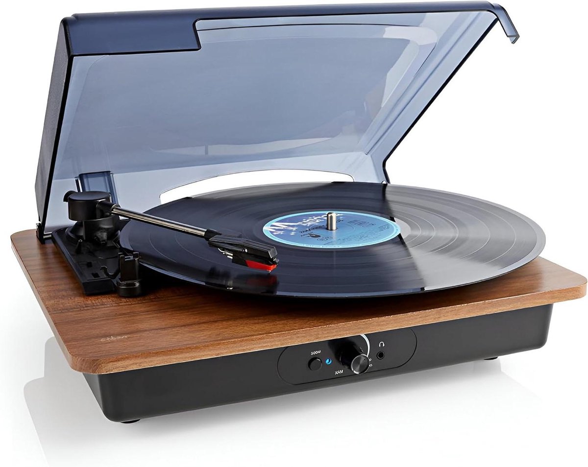 Platenspeler - Vinylspeler - Muziek Luisteren - Ingebouwde Versterker - 3 Snelheden - Bruin Zwart
