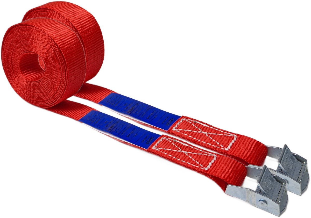 BCF-Products - Spanbanden - 5 meter - 2 stuks - Rood - Sjorband - Spanriem - Bindriem - met Gesp