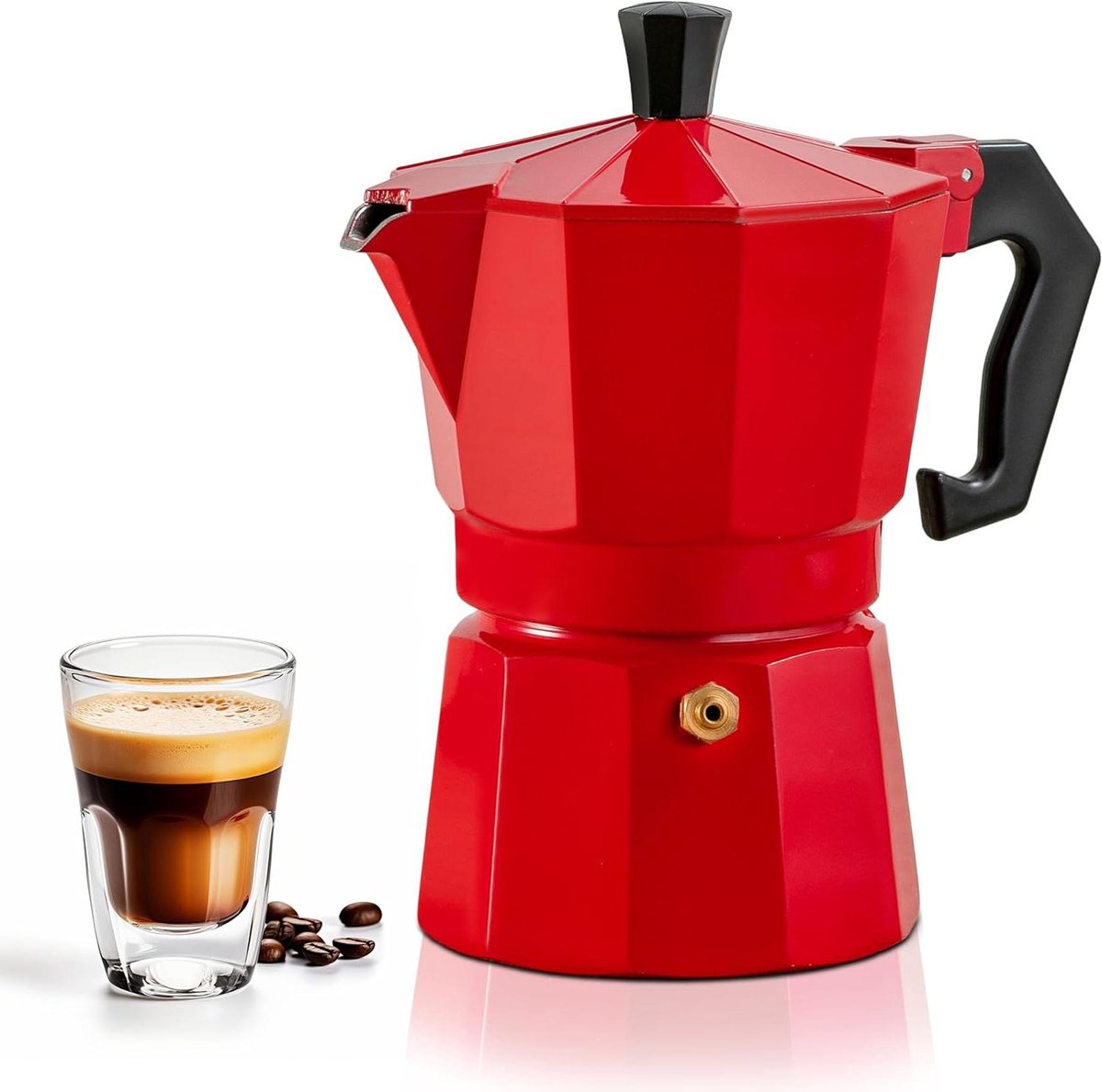 Koffiezetapparaat - Moka Pot - Espresso Maken - Klassiek Italiaans Design - 5 Ounces - Rood