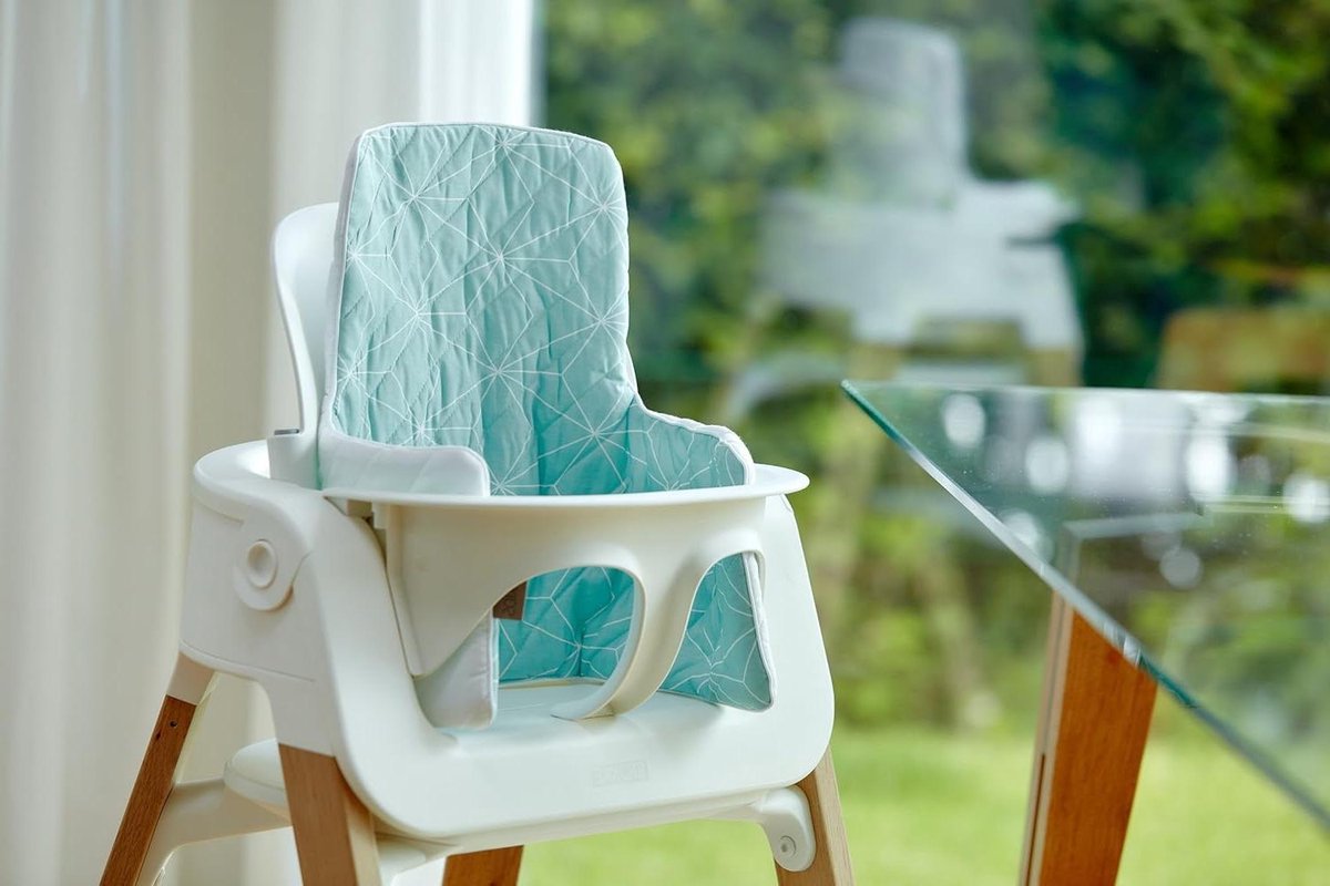 Kinderstoel Kussen - Stoelverkleiner - Comfortabel Zitten - Handgemaakt in EU - Voorzien van Hoogte - Mint Wit