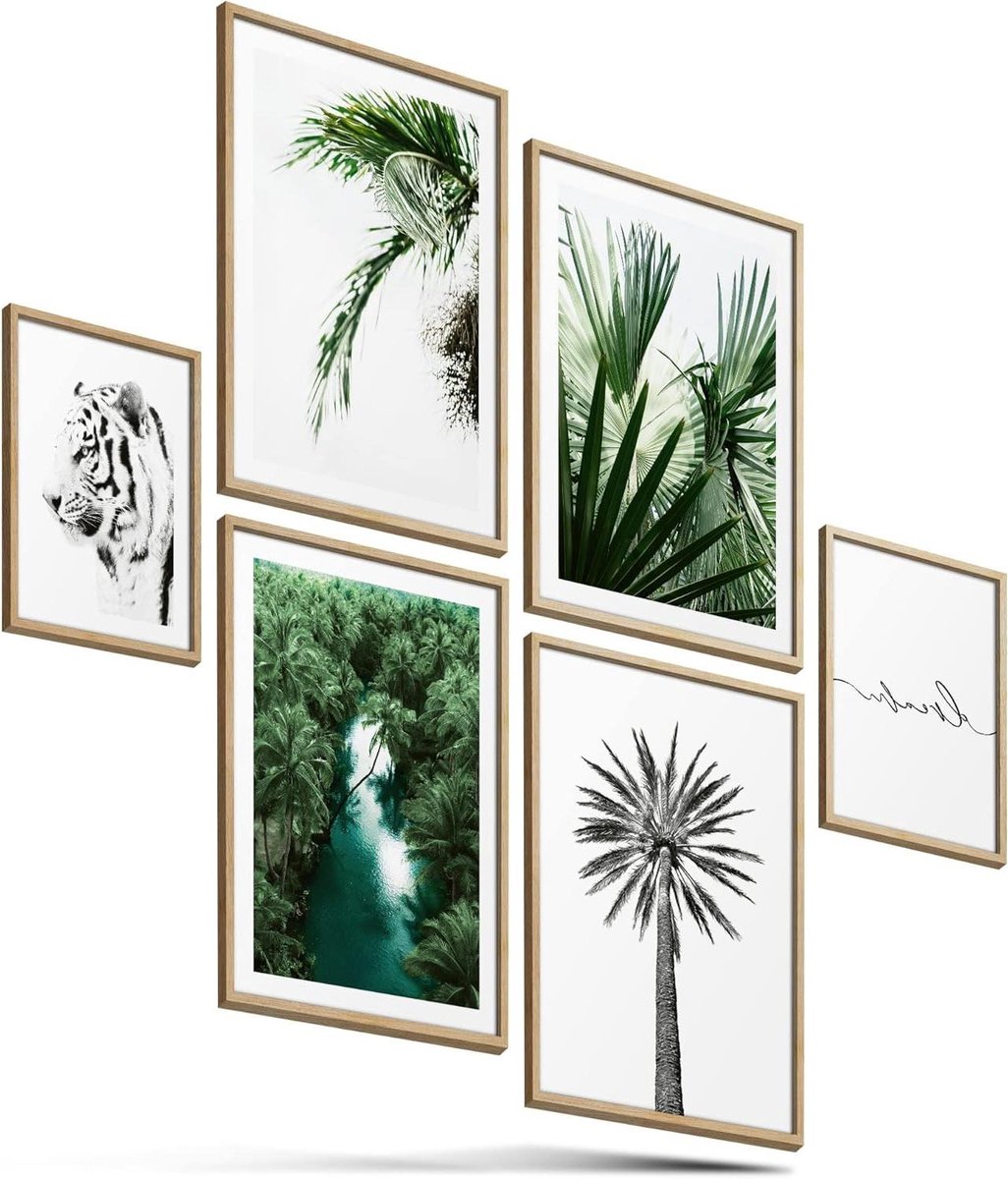 Decoratie Posters - Wanddecoratie Set - Interieur Verfraaien - Dubbelzijdig Bedrukt - 4x A3 2x A4 - Groen Tropisch