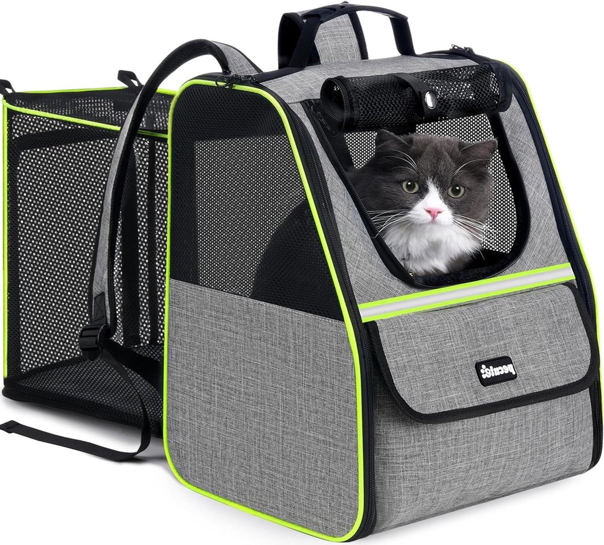 Reisdraagtas - Dierenvervoer - Veilig Reizen - Uittrekbaar Ontwerp - Tot 5kg - Grijs