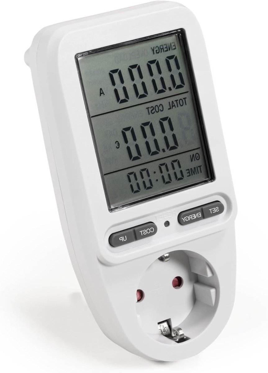 Energiekostenmeter - Stroommeter Digitaal - Energie Verbruik - XXL Display - Type F - Grijs