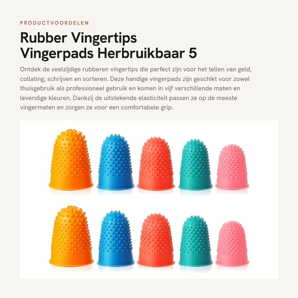 Inovra- Vingertips 10 Stuks - Dikke Rubber Vingerpads - Herbruikbare Grip - 5 Maten/Kleuren - Hoge Temperatuurbestendigheid - Positieve Grip - Vingertop