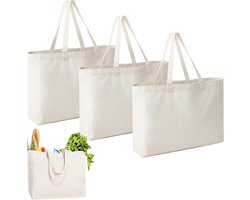 Thijox - 2 Stuks Katoenen Boodschappentassen 45 x 35 x 8 cm - Herbruikbare Jute Tassen voor Winkelen, Sport en Was - Onbedrukt, Zwart, Duurzaam en Mil