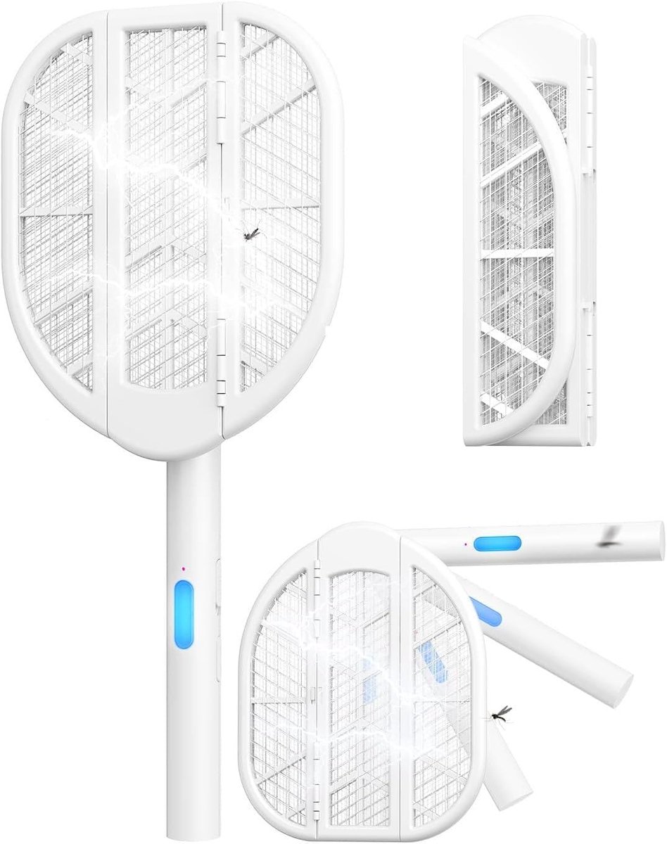 SnelShoppen - Opvouwbare elektrische muggenvanger 4000V met blauw licht, 1500 mAh accu, 2 modi, ideaal voor thuis, kantoor, tuin, terras en camping