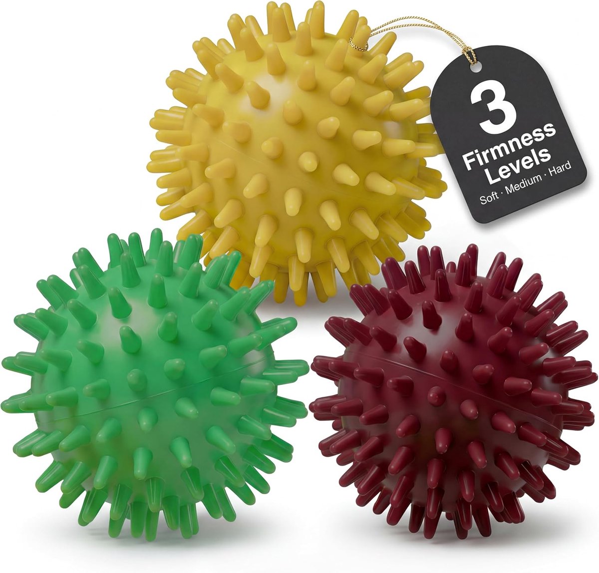 Thijox - Spiky Massagebalset 3 Stuks [Hard, Medium, Zacht] - Triggerpoint Massageballen voor Voeten, Handen, Rug en Pilates - Ideaal voor Plantar Fasc