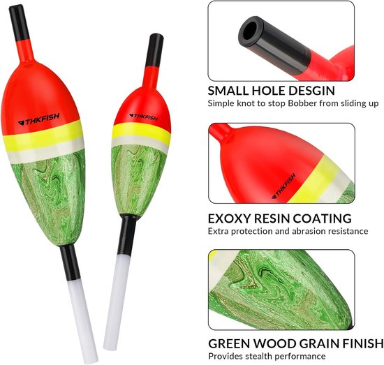 THKFISH Visdobbers Balsa Hout Slip Bobbers, Visdobbers Stick Slip Bobber voor Vissen Crappie Bluegill Forel Bass - ShopVlot — afbeelding 2