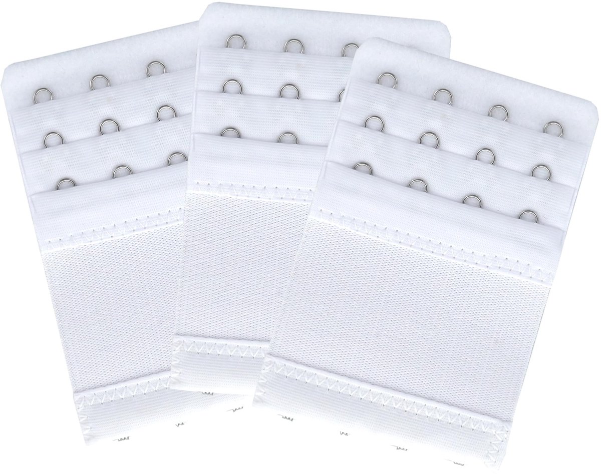 Dailygoods- Beha-verlenger Zacht en Flexibel - 4 Haken - 3 Stuks - Verstelbare Lengte - Comfortabel - Geschikt voor de meeste Beha-maten - Bh-extender