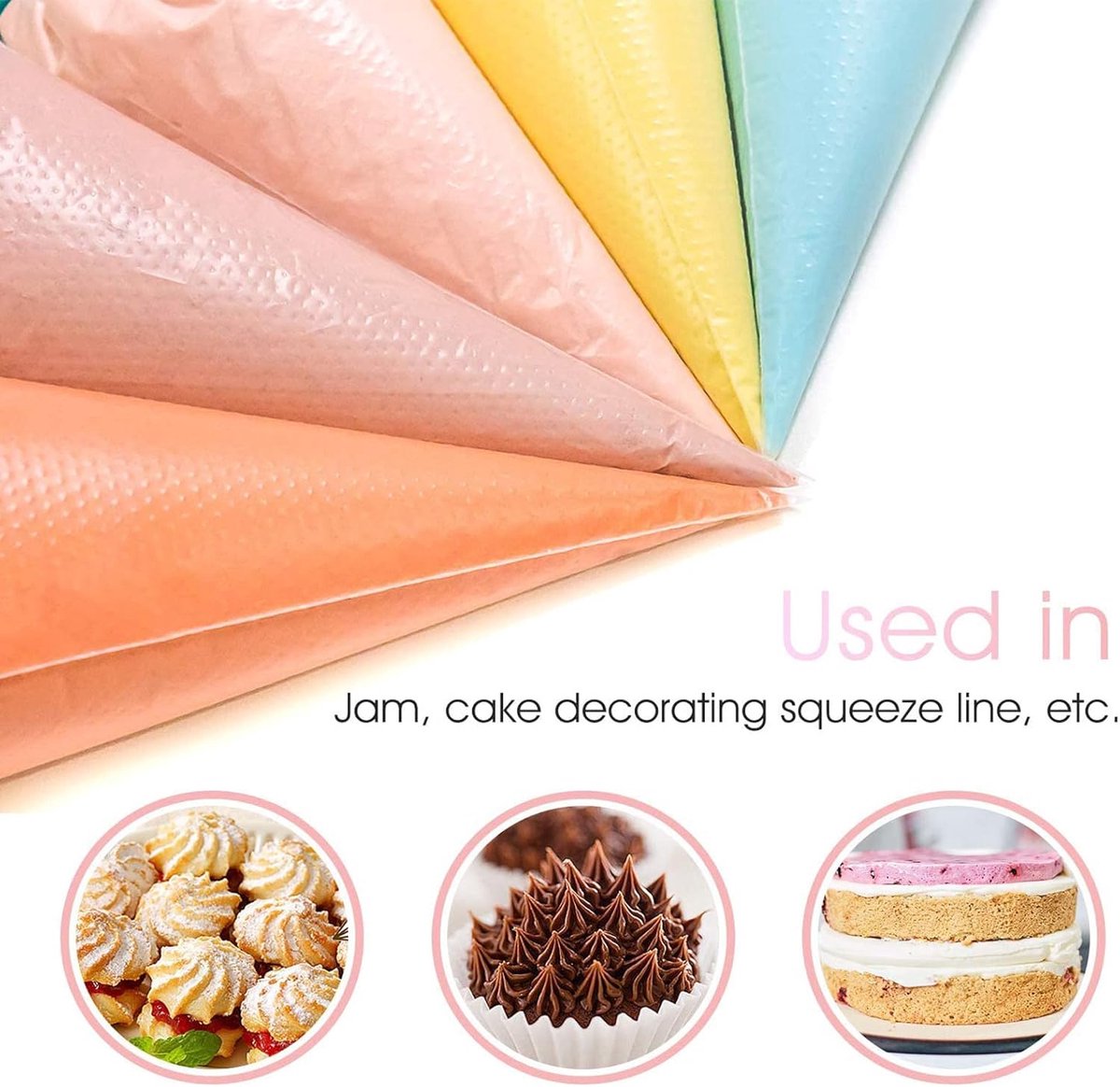 SnelShoppen - 100 Stuks Grote Dikke 18" Wegwerp Spuitzakken voor Icing, Taart en Cupcakes, Ideaal voor Decoratie, Hoogwaardig Materiaal, Transparant,