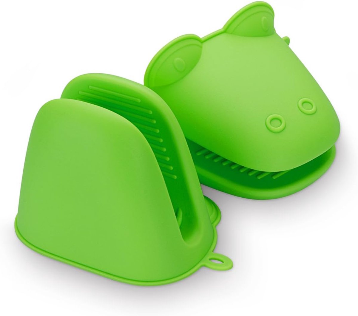 SnelShoppen - 2x Silicone Oven Handschoenen, Oven Mitts, Anti-slip Pot Houders, Grill Handschoenen, Hittebestendig, Kleur: Frog Green, Ideaal voor Keu