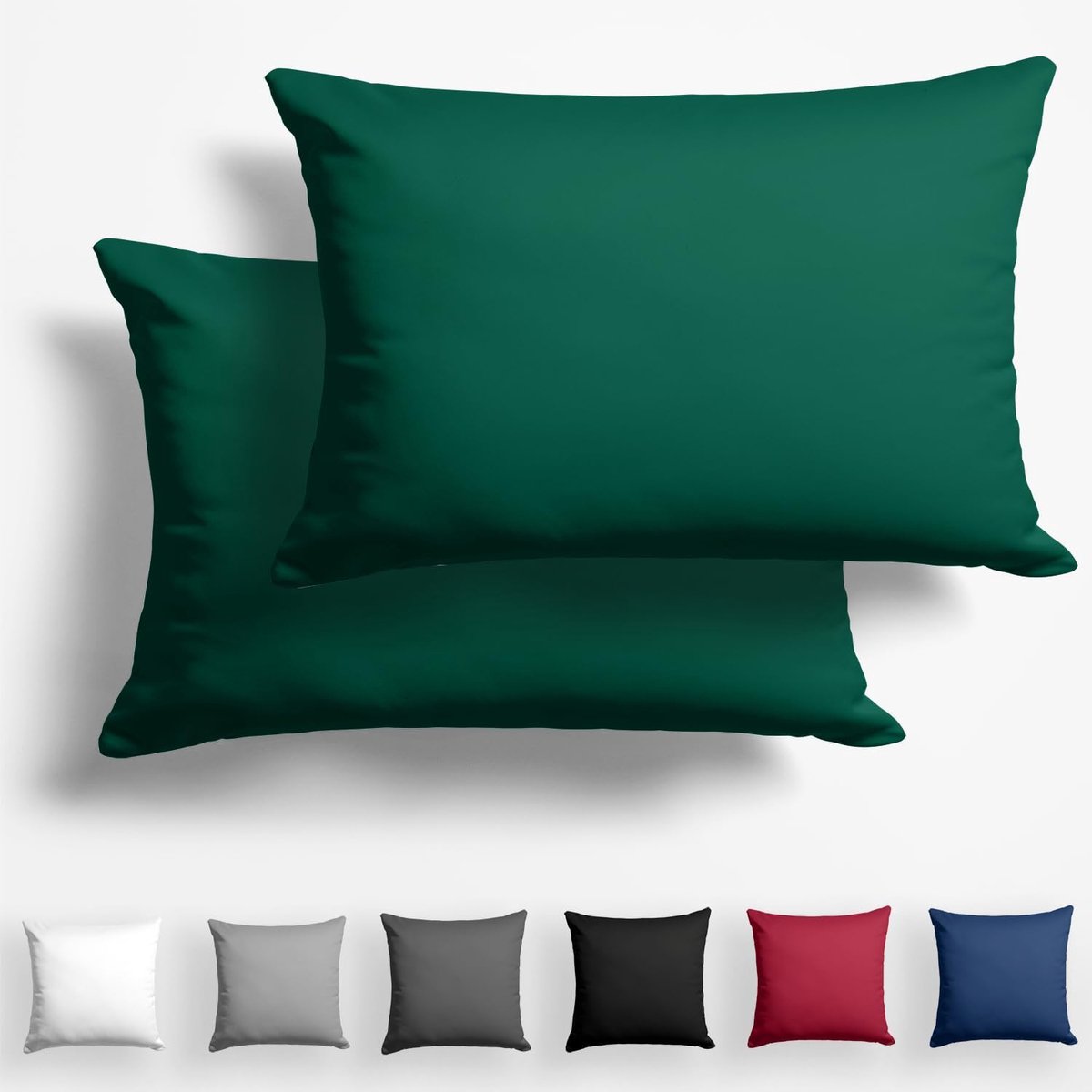 Thijox - Alreya Mako Satijnen Kussenslopen 2 Stuks - 100% Katoen - 40x60 cm - Bosgroen - Hypoallergeen met YKK-ritssluiting voor Comfortabel Slapen