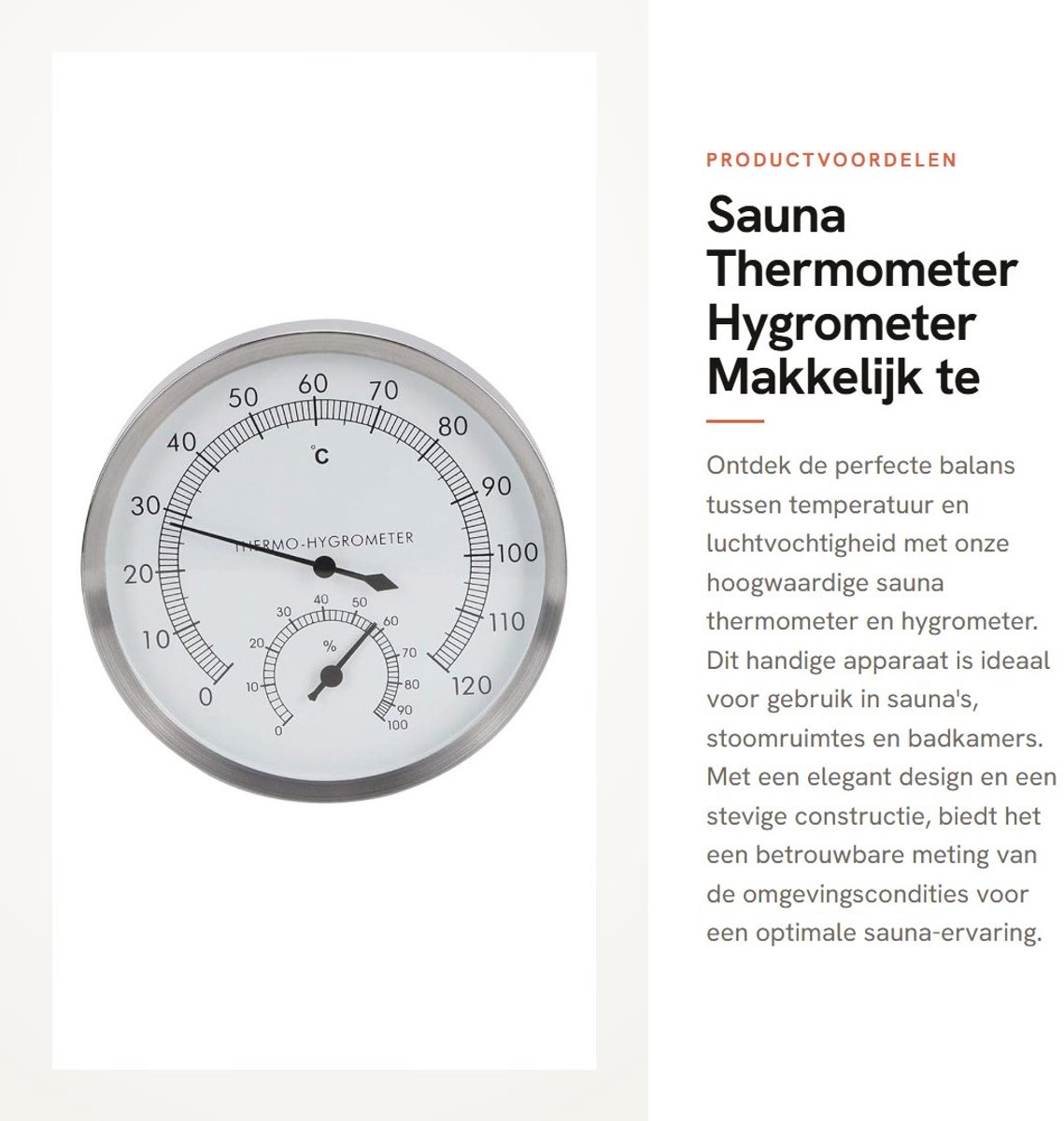 Dailygoods - Sauna Thermometer - Hygrometer - Makkelijk te installeren - 14 x 14 cm - Stalen uitvoering - Voor sauna en stoomruimte - Geschikt voor bi...