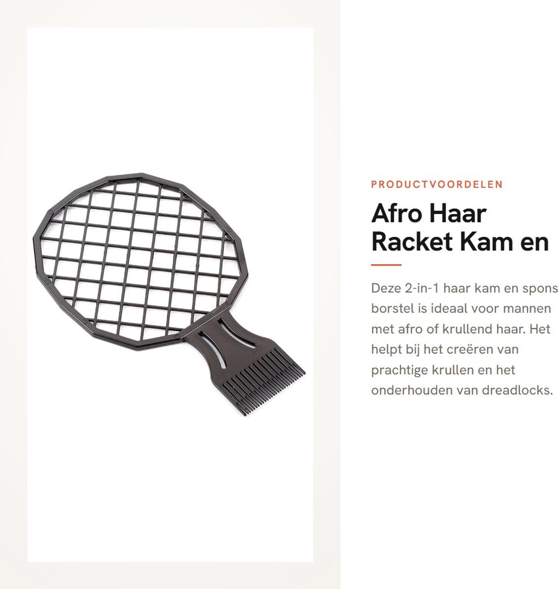 Dailygoods- Afro Kam - Zwart - 2 In 1 - Krullend Haar - Dreadlocks - Kappers - ABS Materiaal - Haarkam