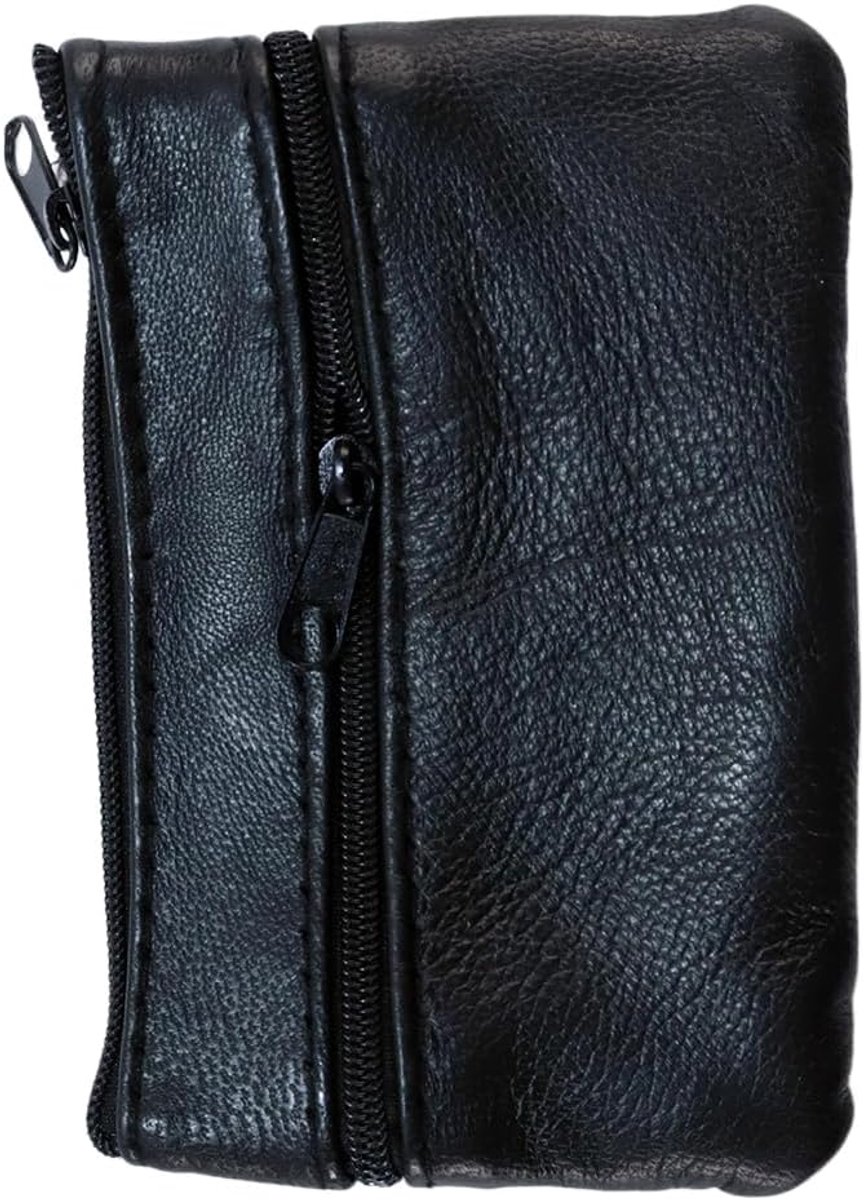 Thijox - Teron 3PCS Lederen Portemonnee Sleutelkoffer - Unisex Zwart Klein Muntzakje en Kaarthouder - 12 x 8 cm - Ideaal voor Reizen en Dagelijks Gebr