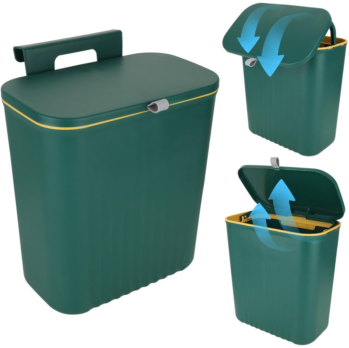 Dailygoods- Hangende Prullenbak 9 Liter - Afvalbakje Aanrecht - Afvalbak Keuken - Afvalzakken - Afvalbak Afvalscheiding - Met Deksel