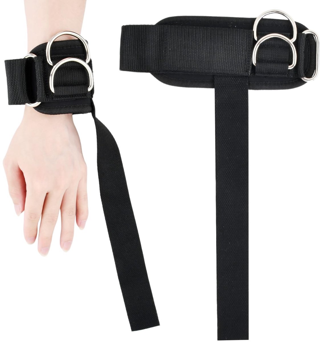 Dailygoods - 2 stuks riemen voor gewichtheffen met D-ringen, fitnessstudio lifting straps voor intensieve training polsen, antislip, polsbandages voor bodybuilding, gewichtheffen, deadlifting