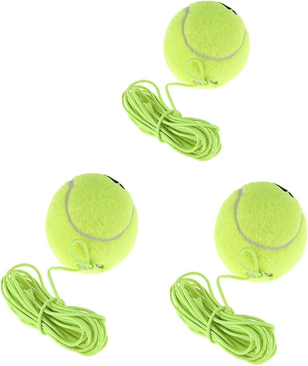 SnelShoppen - Pack van 3 Tennisballen met Koord - Duurzame Tennis Trainer Vervangingsballen - Ideaal voor Binnen- en Buitentraining - Hoge Kwaliteit R