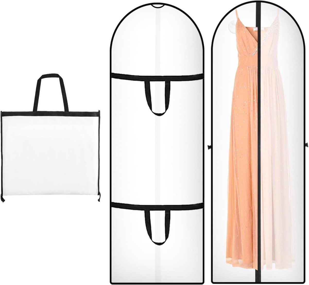 Kledinghoes Lang - Beschermhoes Kleding - Kleding Opbergen - Ademend Materiaal - 180 x 60 cm - Wit