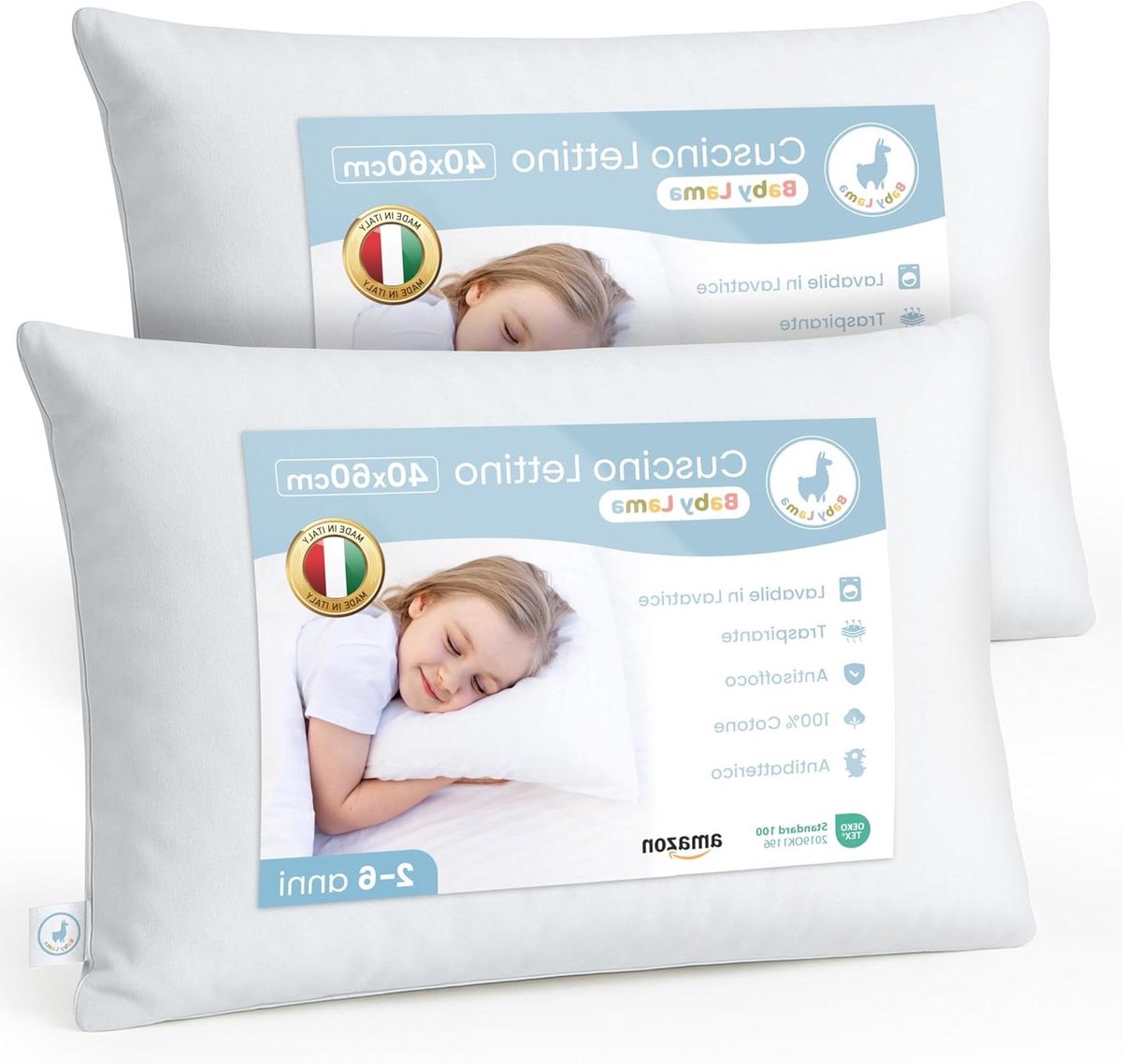 Kinderkussen Laag - Babykussen Zacht - Veilig Slapen - Oeko-Tex Katoen - 40x60 cm - Wit