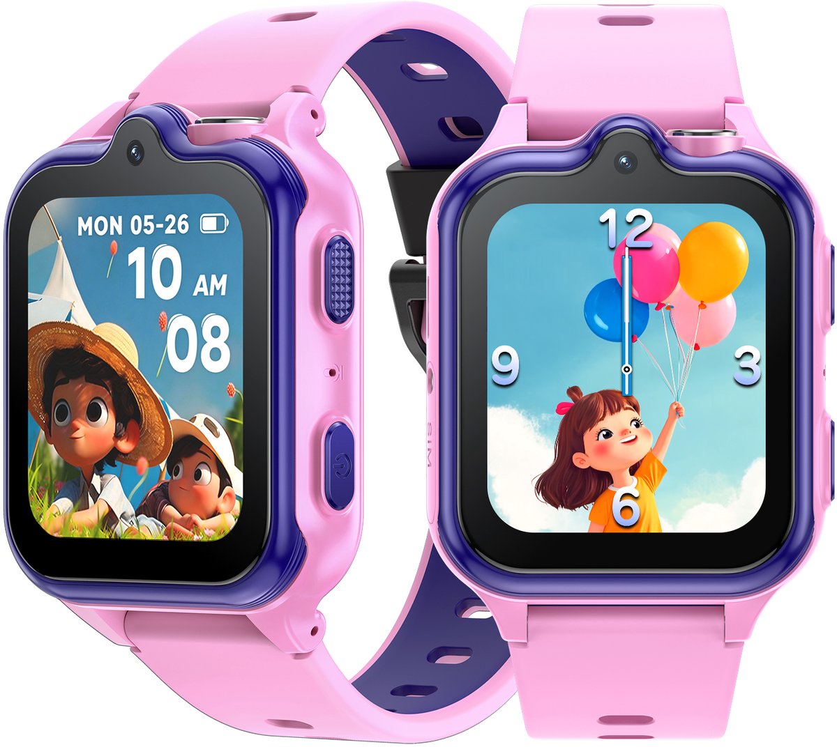 DOOGEE Anyscene S3 4G - GPS Horloge Kind - Smartwatch Kinderen - Video oproepen - Android OS - 1,72" inch HD Scherm - 2GB+16G - 900mAh - GPS/LBS/WiFi Locatie - Hartslag & Bloeddruk Monitor - IP68 Waterdicht - Geschikt voor iPhone en Android - Roze