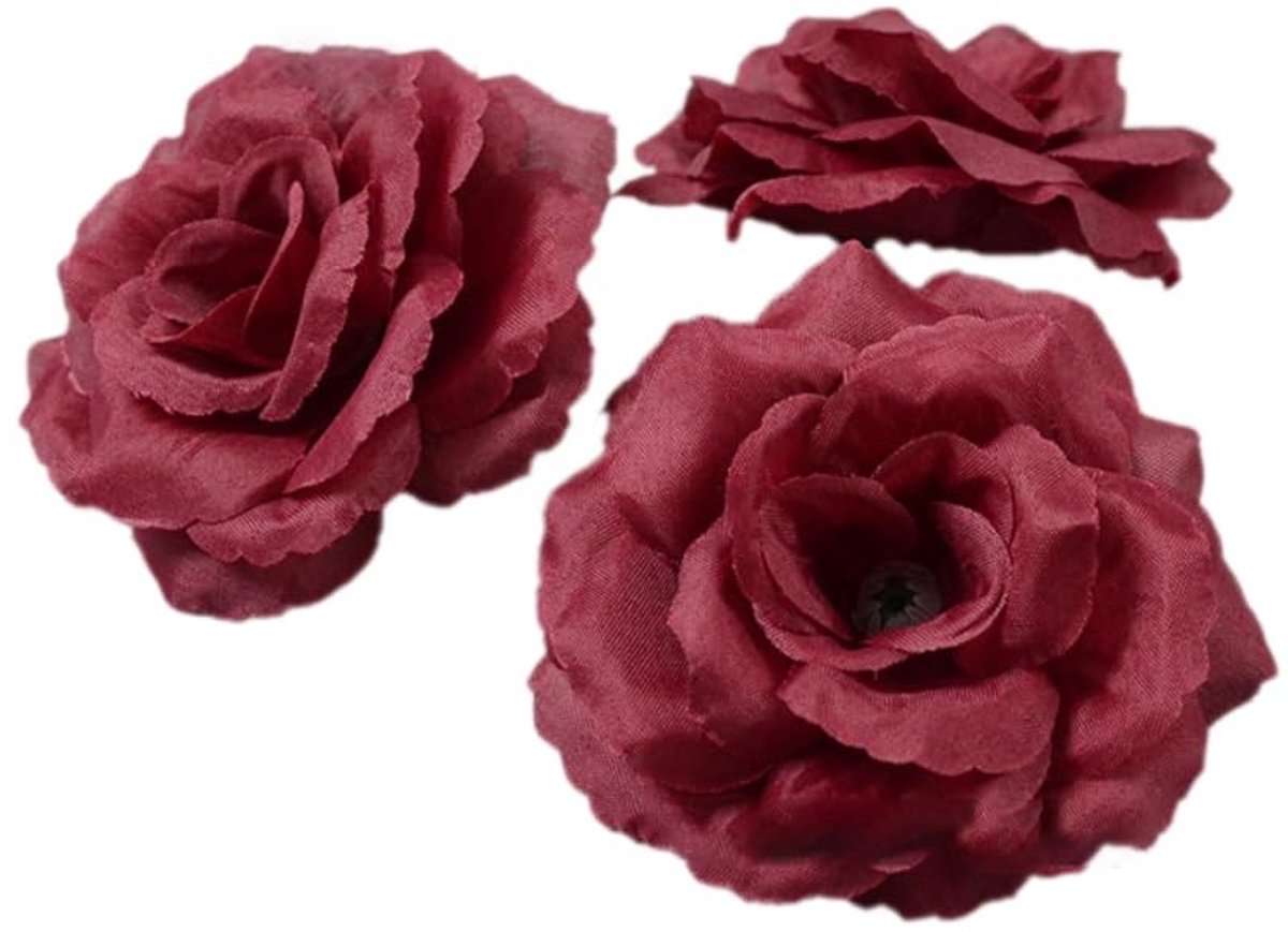 Dailygoods- Kunstbloemkoppen 10 Stuks - Gesimuleerde Rozen - Decoratie - Bruiloft/Feest - Woondecoratie - Zijde - Diameter 8 cm - Kunstrozen
