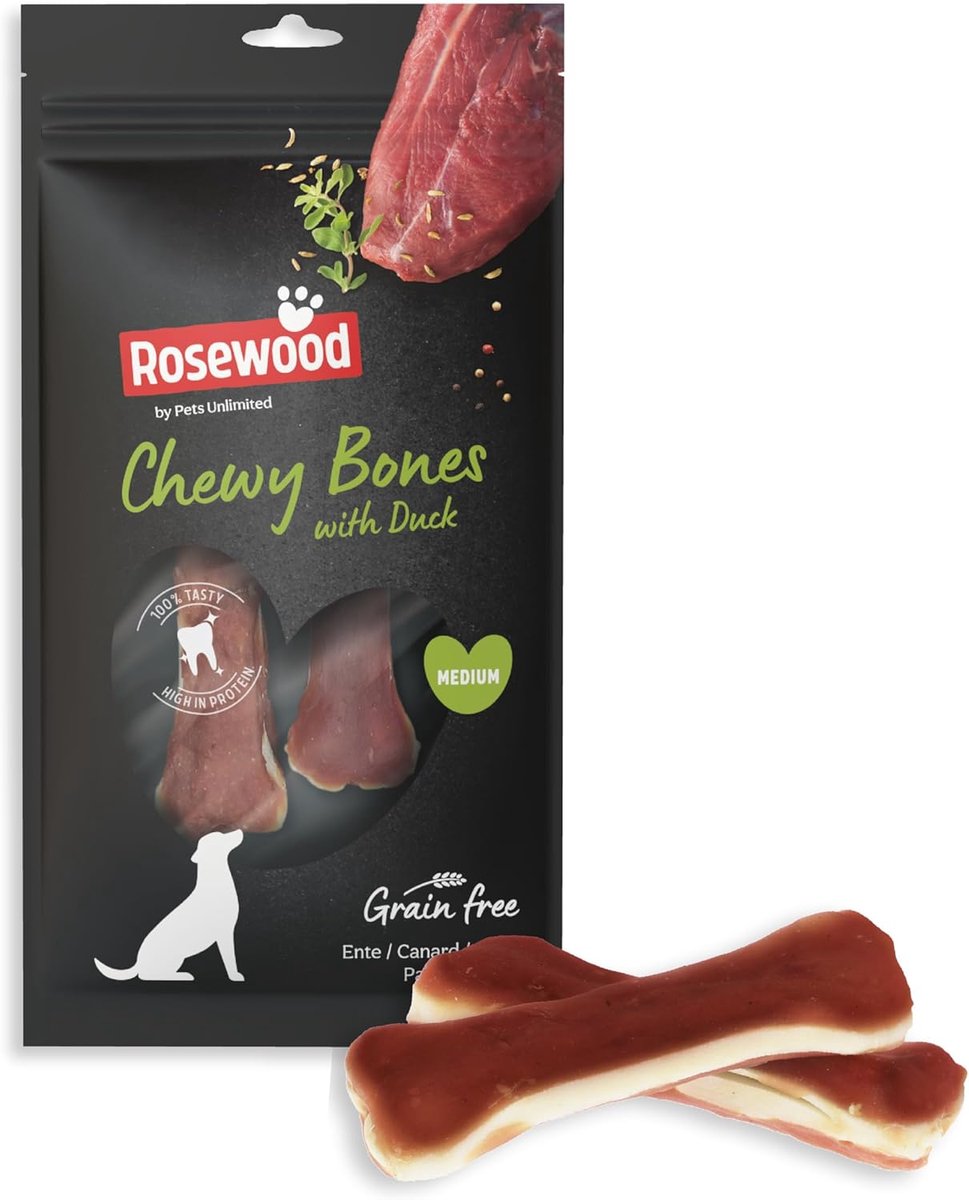 Thijox - Kauwkluiven voor Honden Eend Medium - Runderhuid Kauwsnack, Ondersteunt Gebitsverzorging, Zonder Granen en Kunstmatige Toevoegingen, 80 g