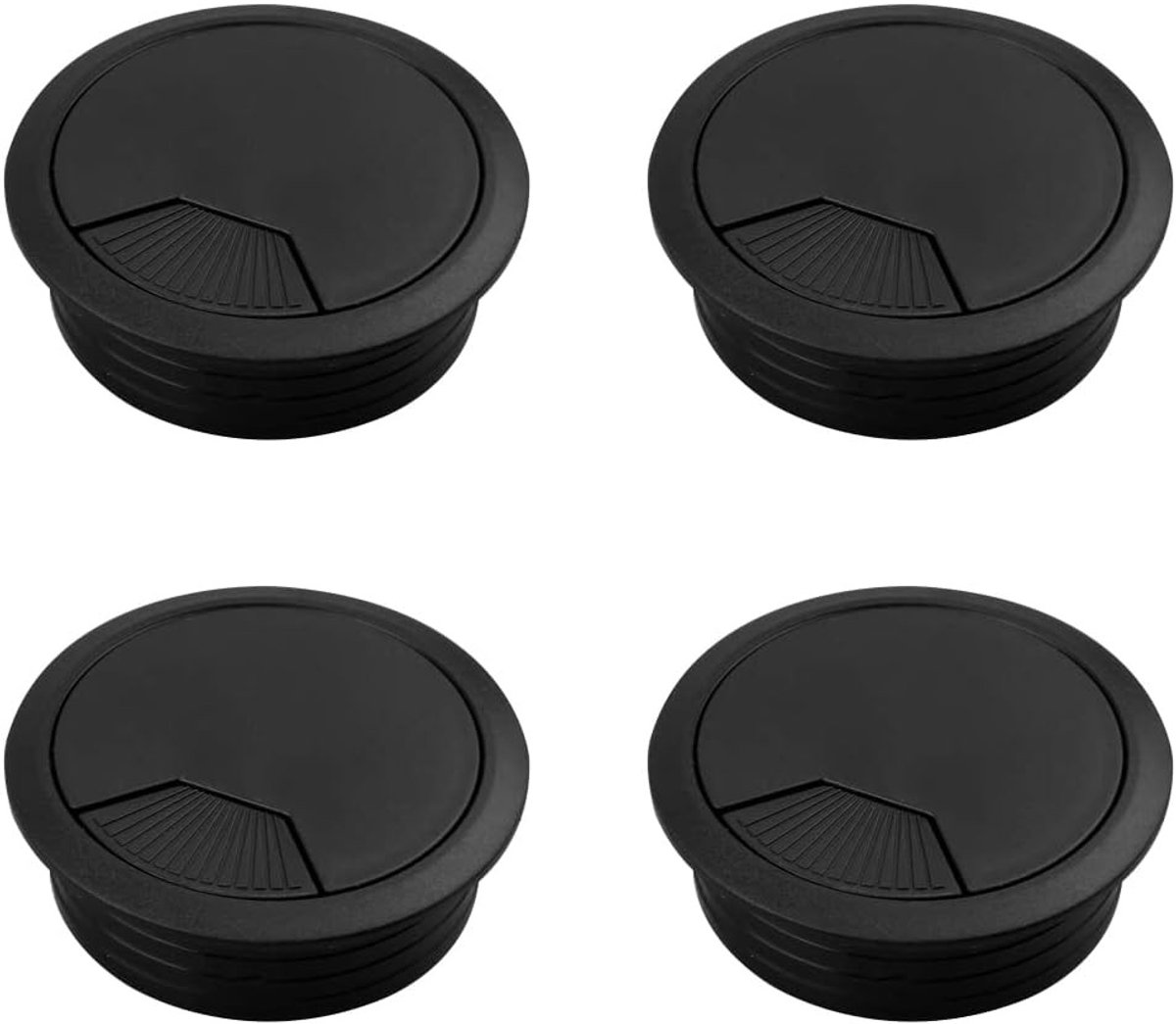 Set van 4 Zwarte 60mm Bureau Grommet Kabelbinders voor een Opgeruimde Werkplek
