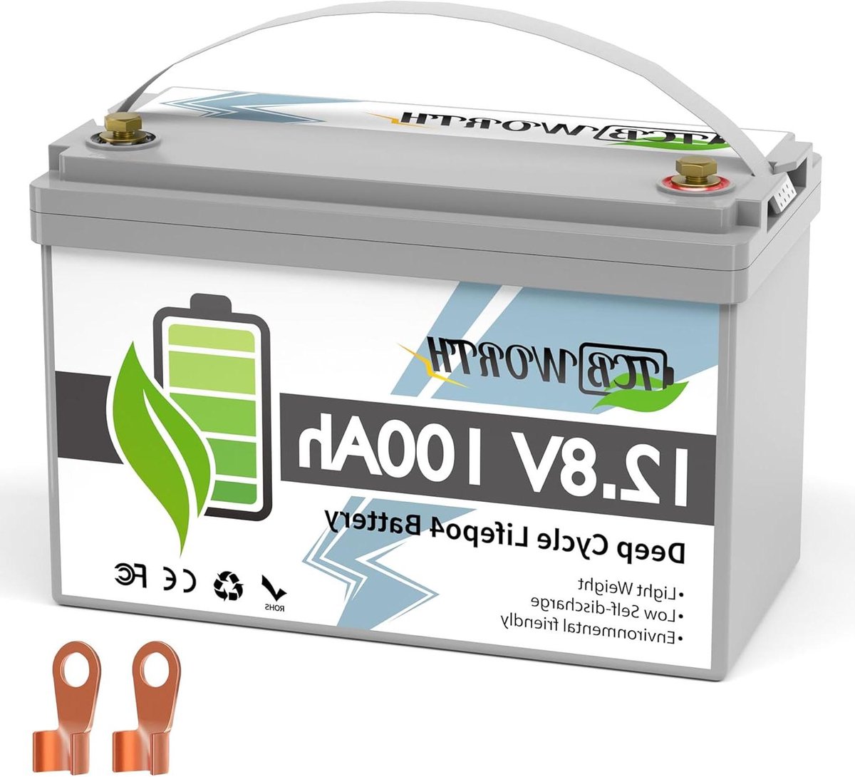 Lithium Batterij - Energie Opslag - Duurzame Energie - Lichtgewicht Ontwerp - 100Ah 12V - Zwart
