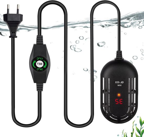 Aquarium Verwarmer - Verwarmingsstaaf - Water Temperatuur - Externe Controller - 50 Watt - Zwart