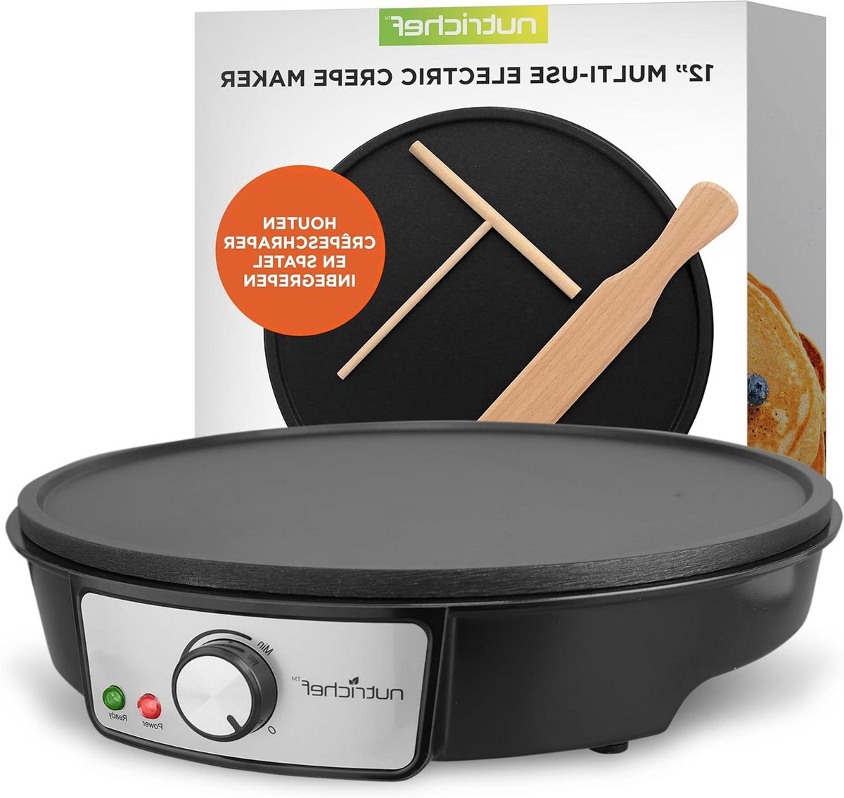 Elektrische Pan - Bakplaat Grill - Ontbijt Maken - Met Temperatuurregeling - 30cm Doorsnede - Zwart