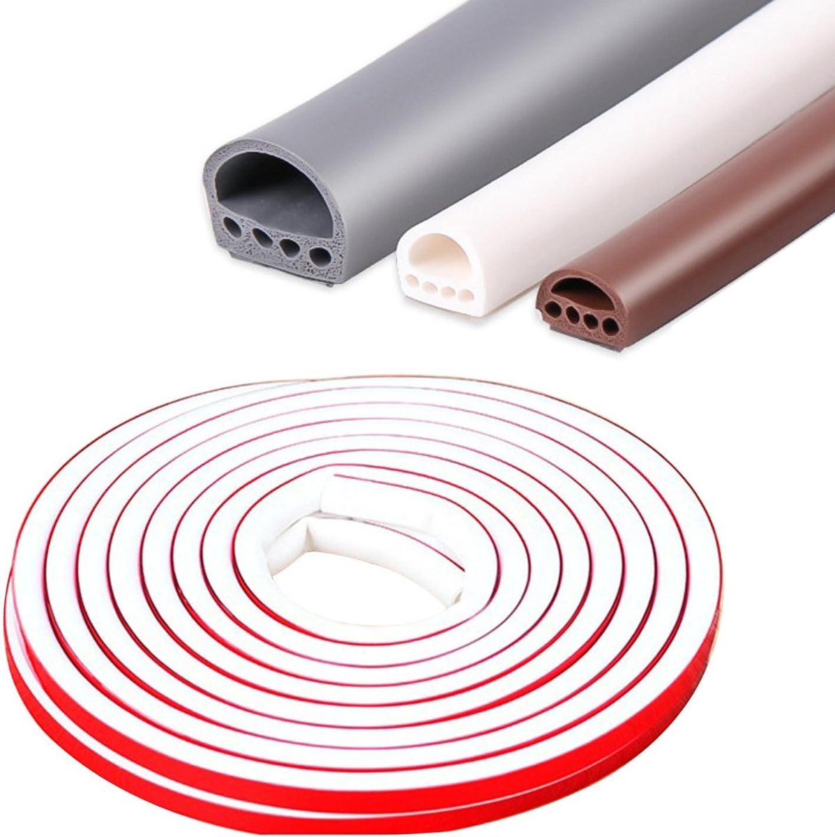 Deur Afdichtingsstrip - Tochtstrip Zelfklevend - Tocht Vrij Houden - Flexibel Rubber Materiaal - 6 Meter Lengte - Wit