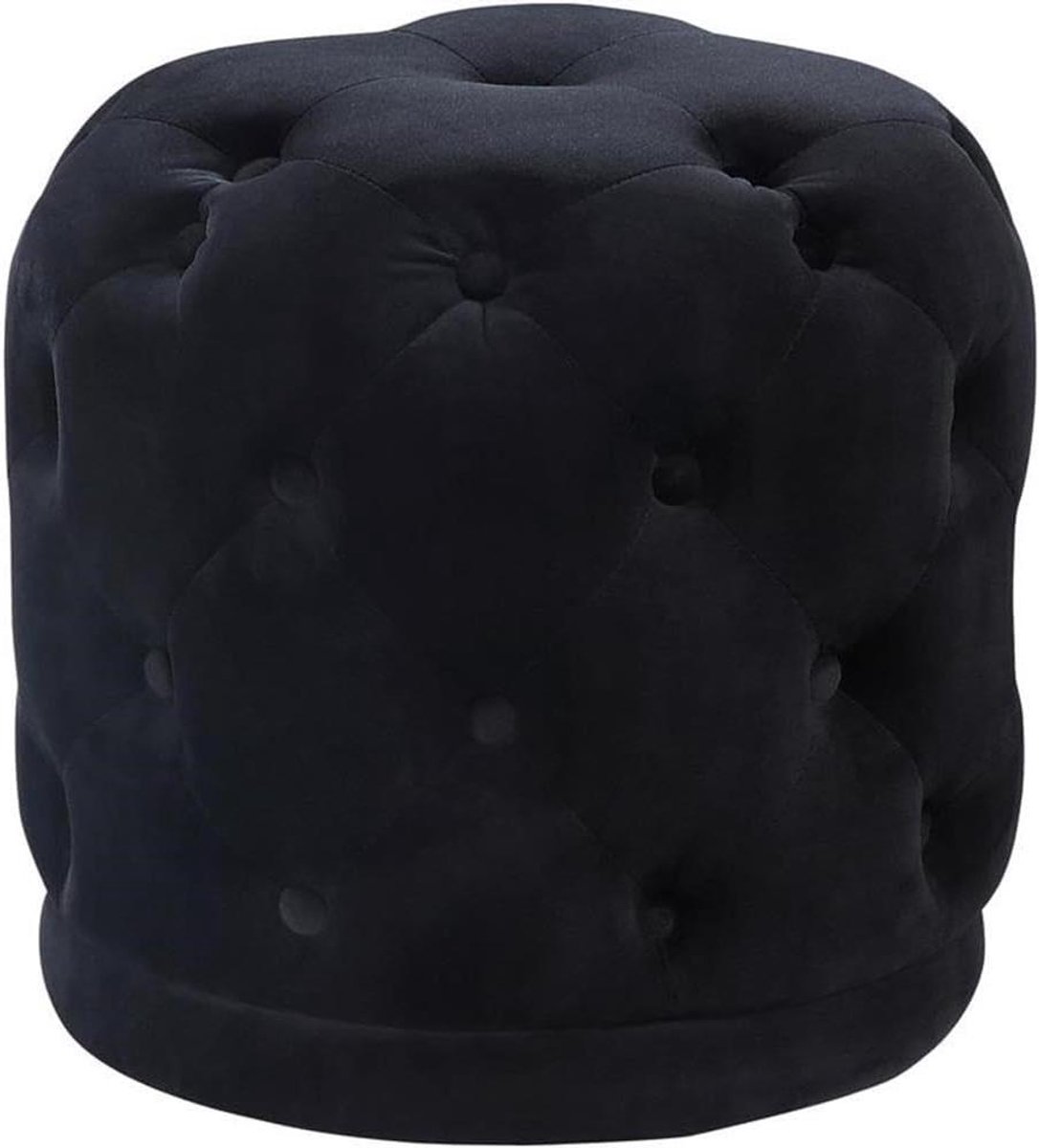 Gestoffeerde Poef - Ottomaanse Kruk - Woonkamer Comfort - Diep Getuft Design - 45 cm Hoog - Zwart