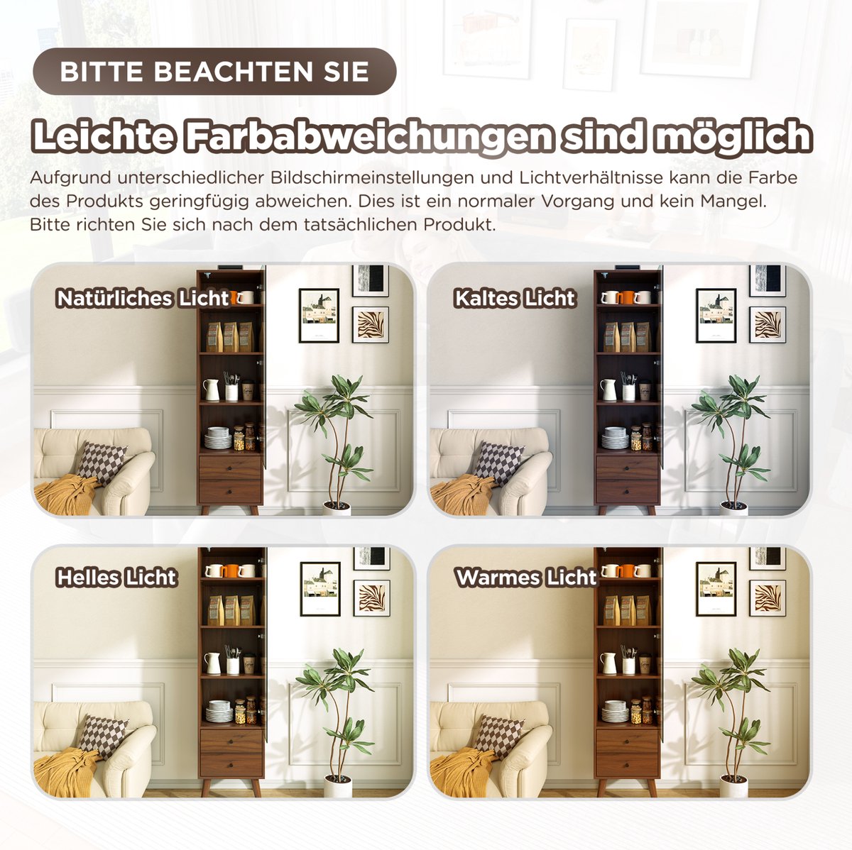 MIVRAY Hoogkast - Vitrinekast Met Glazen Deur En 2 Lades - Verstelbare Planken Voor Woonkamer Badkamer En Kantoor - Walnoot - 39,8 Cm